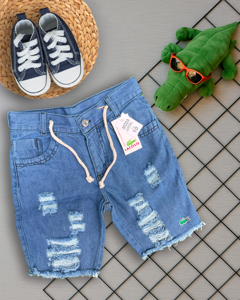 BERMUDA DESTROYED JEANS INFANTIL - LACOSTE