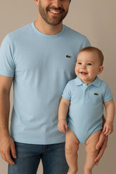 CONJUNTO CAMISETA + BODY LACOSTE (PAI+FILHO)